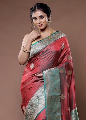 Maroon Katan Pure Silk Saree With Blouse Piece - Indian Silk House Agencies