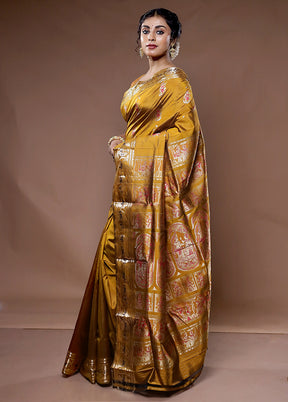 Brown Baluchari Pure Silk Saree With Blouse Piece - Indian Silk House Agencies