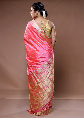 Pink Assam Pure Silk Saree With Blouse Piece