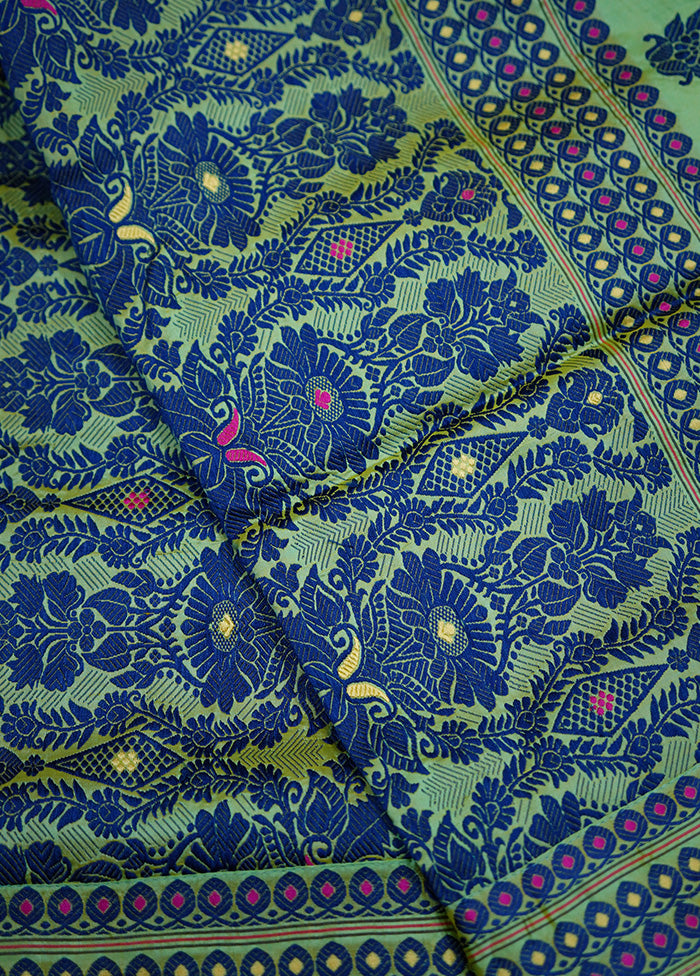 Green Assam Pure Silk Saree With Blouse Piece - Indian Silk House Agencies
