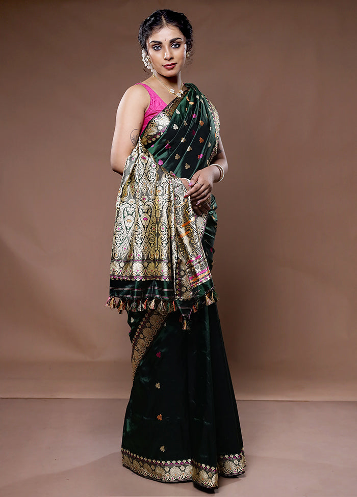 Green Assam Pure Silk Saree With Blouse Piece - Indian Silk House Agencies