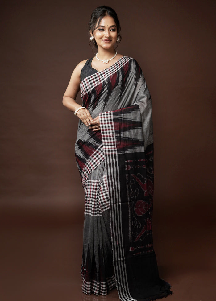 Grey Cotton Saree With Blouse Piece