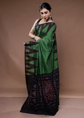 Green Cotton Saree With Blouse Piece - Indian Silk House Agencies