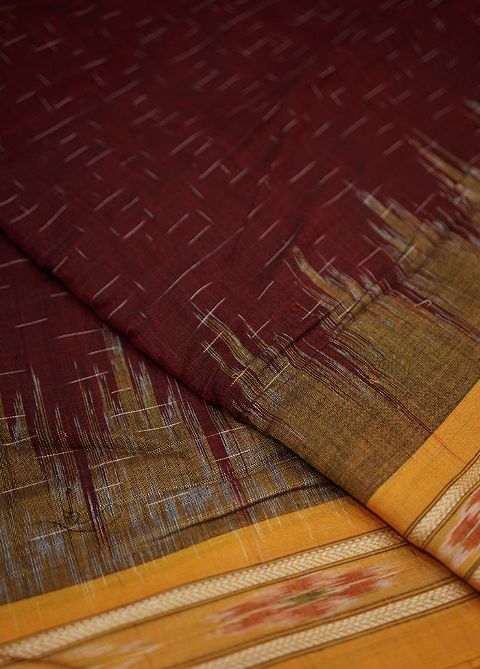 Maroon Cotton Saree With Blouse Piece - Indian Silk House Agencies