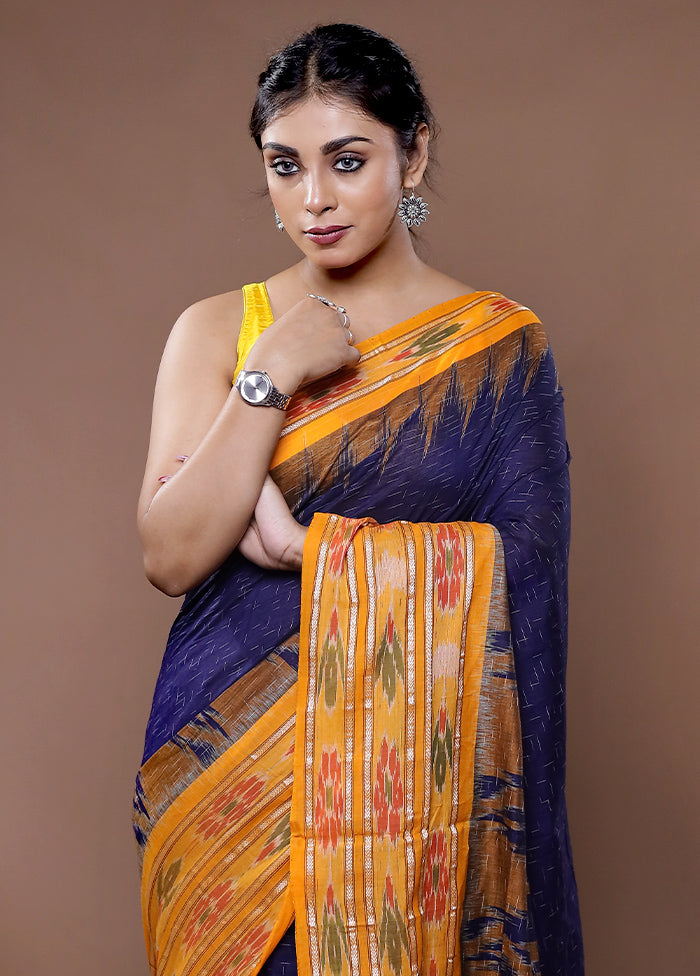 Blue Cotton Saree With Blouse Piece - Indian Silk House Agencies