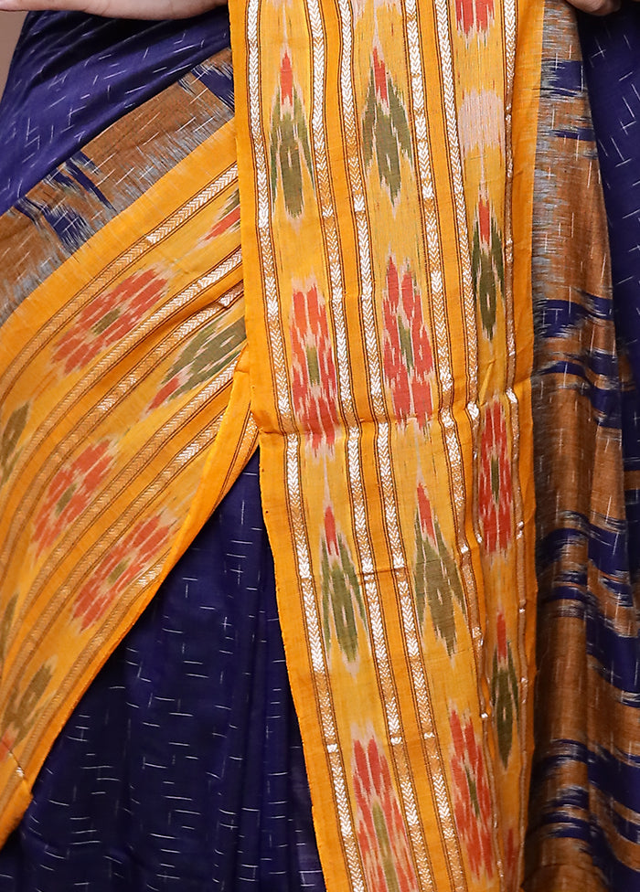 Blue Cotton Saree With Blouse Piece - Indian Silk House Agencies