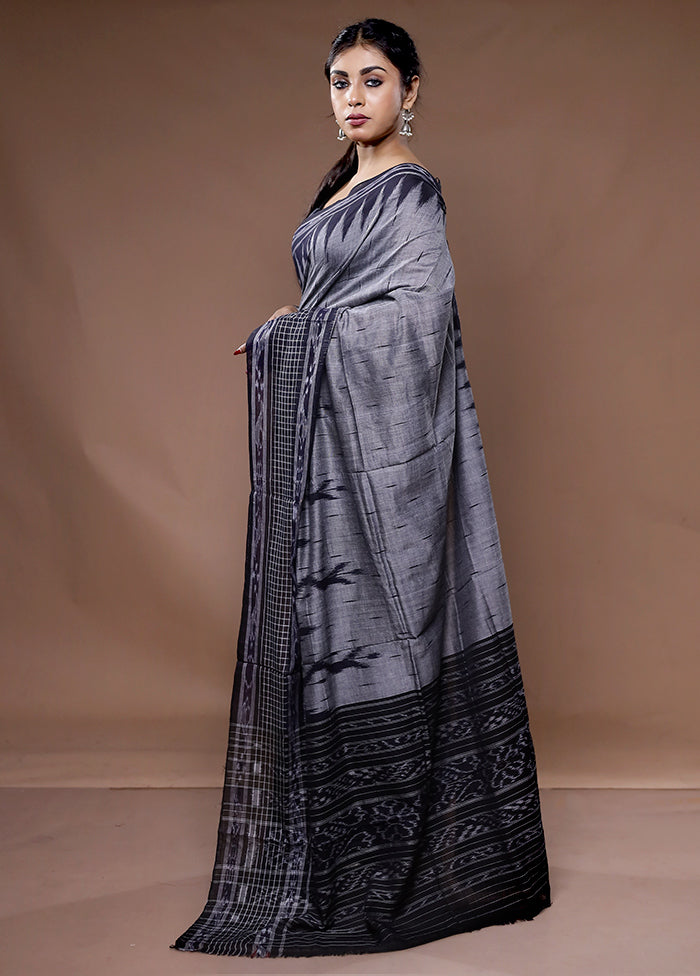 Grey Cotton Saree With Blouse Piece