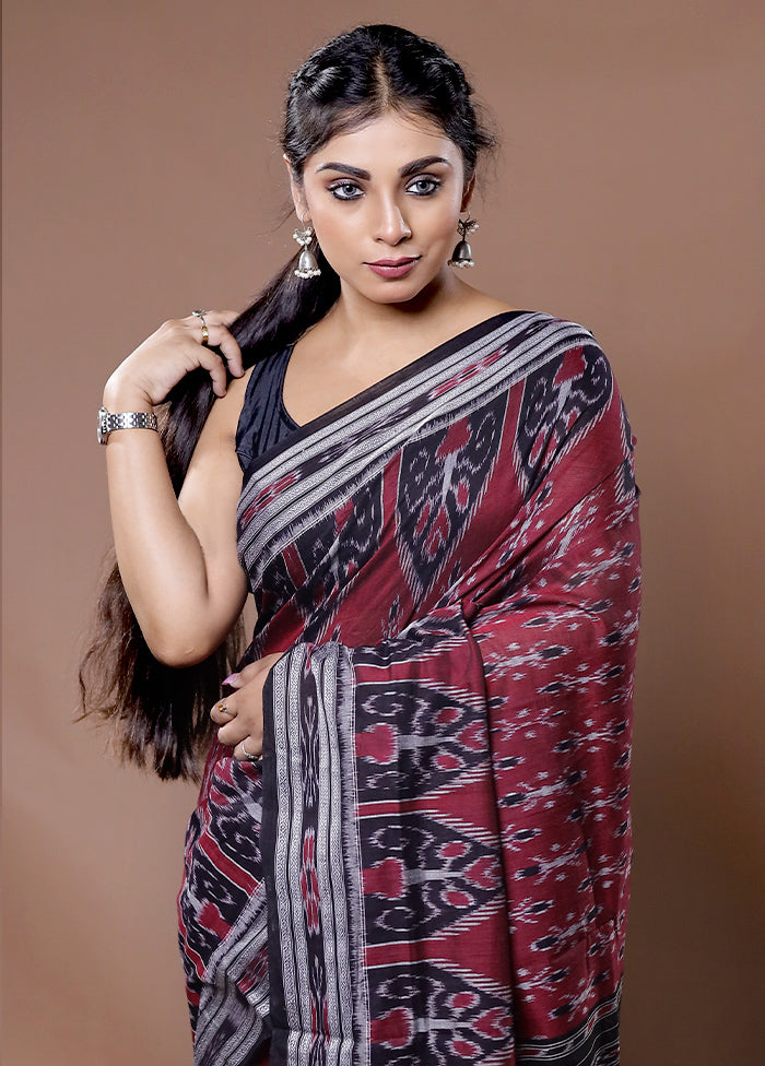 Maroon Pure Cotton Saree With Blouse Piece - Indian Silk House Agencies