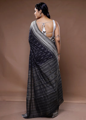 Black Pure Cotton Saree With Blouse Piece - Indian Silk House Agencies