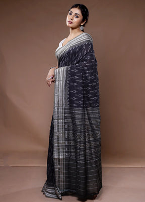 Black Pure Cotton Saree With Blouse Piece - Indian Silk House Agencies