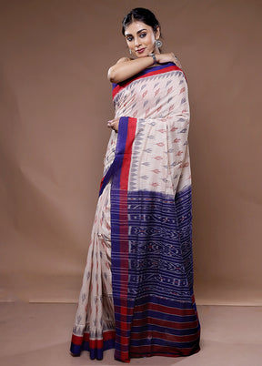 Cream Pure Cotton Saree With Blouse Piece