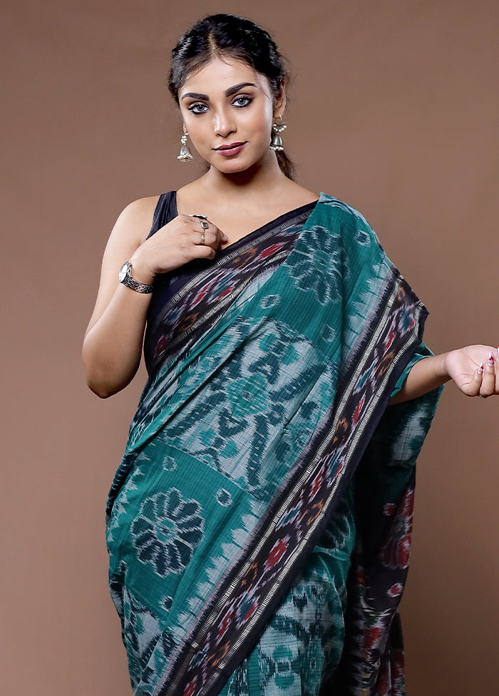 Green Pure Cotton Saree With Blouse Piece - Indian Silk House Agencies