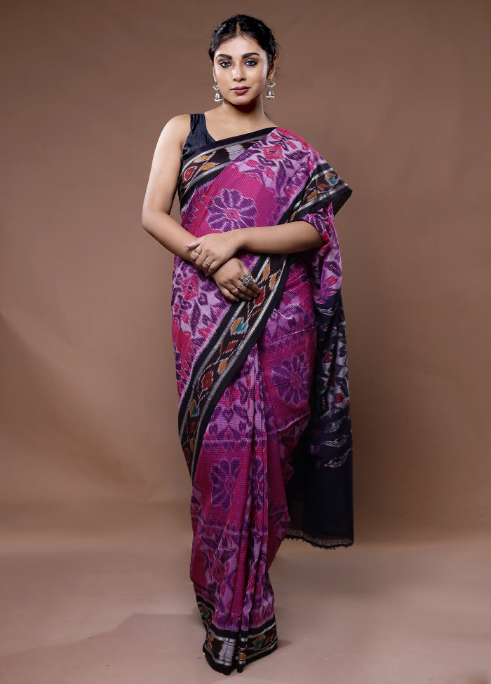 Purple Pure Cotton Saree With Blouse Piece - Indian Silk House Agencies