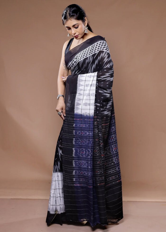 Black Pure Cotton Saree With Blouse Piece - Indian Silk House Agencies
