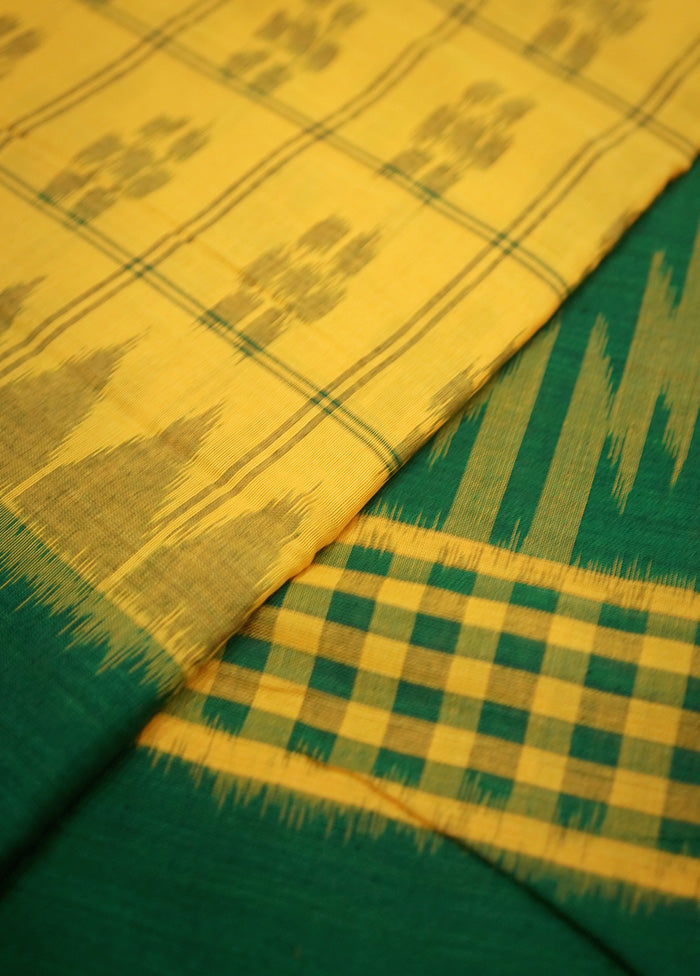 Green Pure Cotton Saree With Blouse Piece - Indian Silk House Agencies