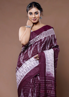 Maroon Pure Cotton Saree With Blouse Piece - Indian Silk House Agencies