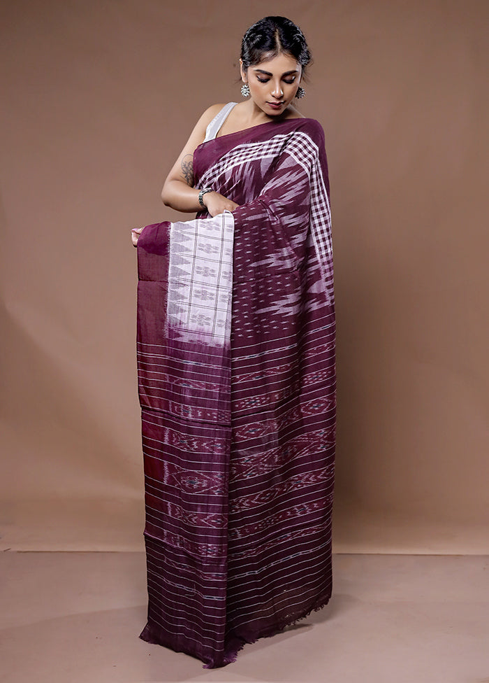 Maroon Pure Cotton Saree With Blouse Piece - Indian Silk House Agencies