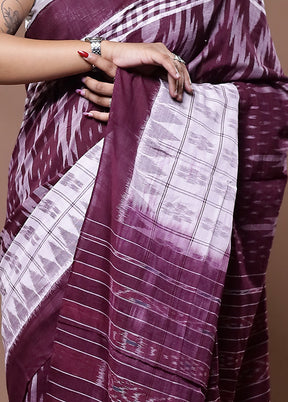 Maroon Pure Cotton Saree With Blouse Piece