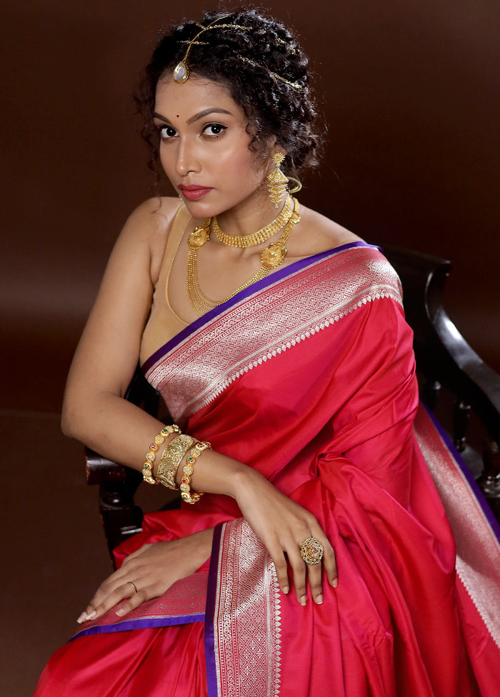 Red Uppada Silk Saree With Blouse Piece - Indian Silk House Agencies
