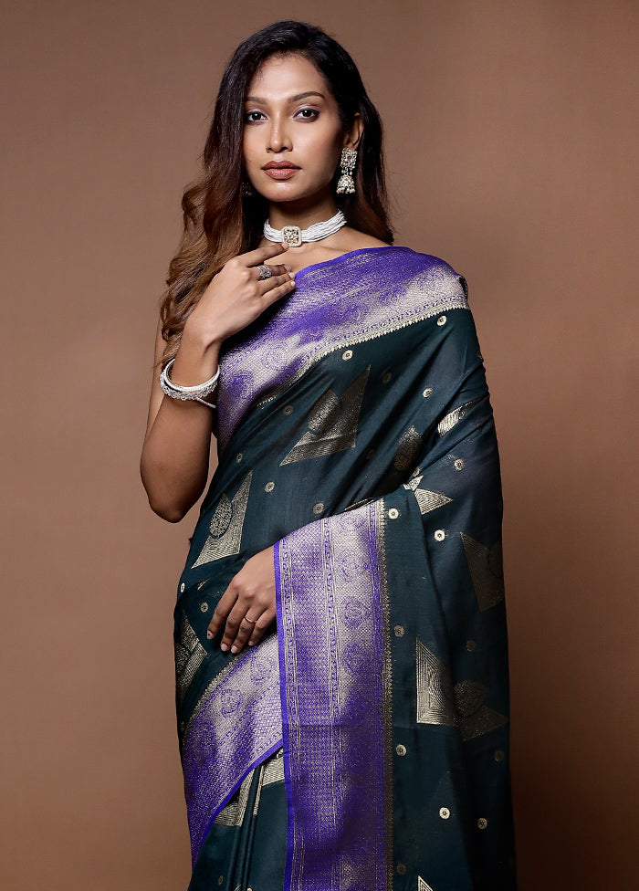 Black Dupion Silk Saree With Blouse Piece