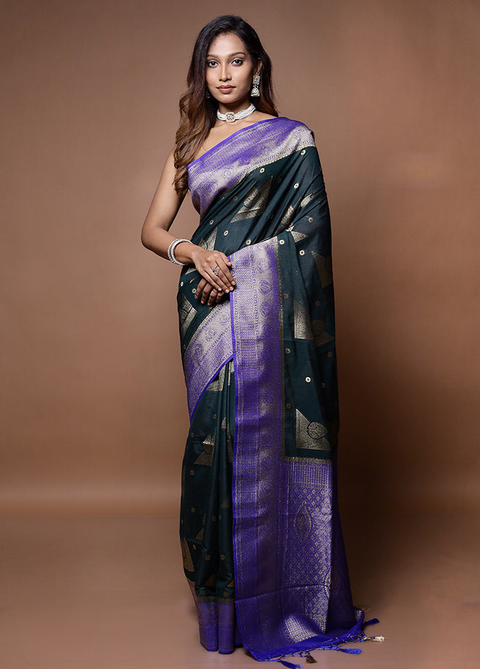 Black Dupion Silk Saree With Blouse Piece