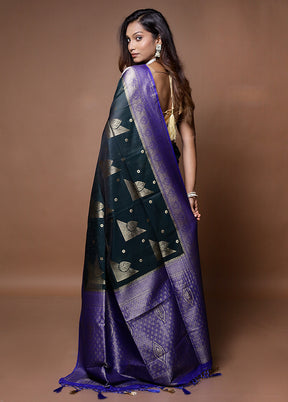 Black Dupion Silk Saree With Blouse Piece