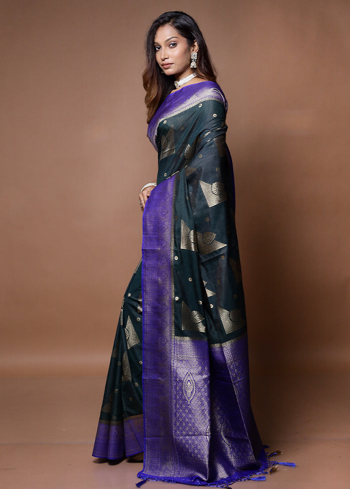 Black Dupion Silk Saree With Blouse Piece