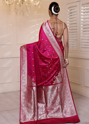 Pink Banarasi Silk Saree With Blouse Piece