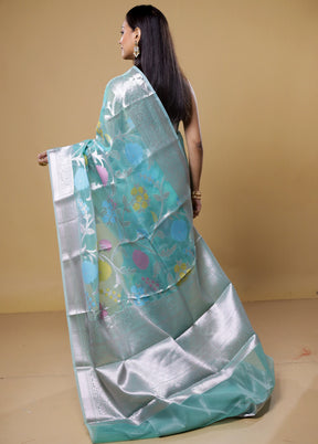 Green Organza Saree With Blouse Piece