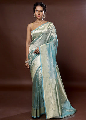 Blue Tissue Silk Saree With Blouse Piece - Indian Silk House Agencies