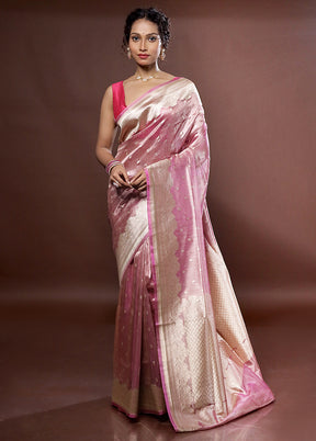 Pink Tissue Silk Saree With Blouse Piece - Indian Silk House Agencies