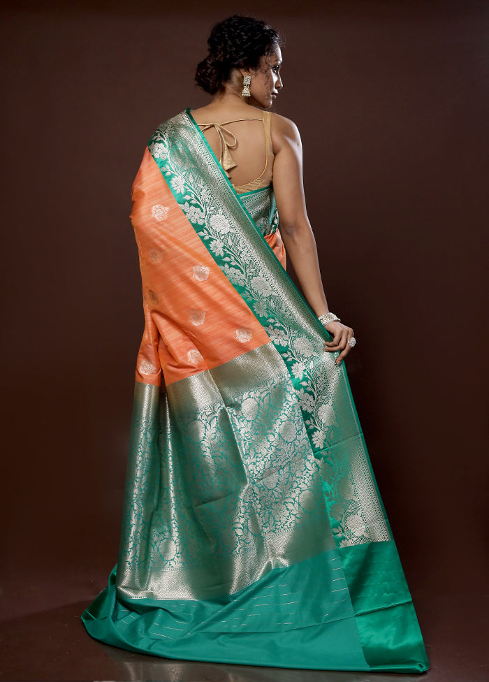 Orange Uppada Silk Saree With Blouse Piece - Indian Silk House Agencies