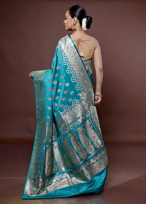 Green Banarasi Silk Saree With Blouse Piece