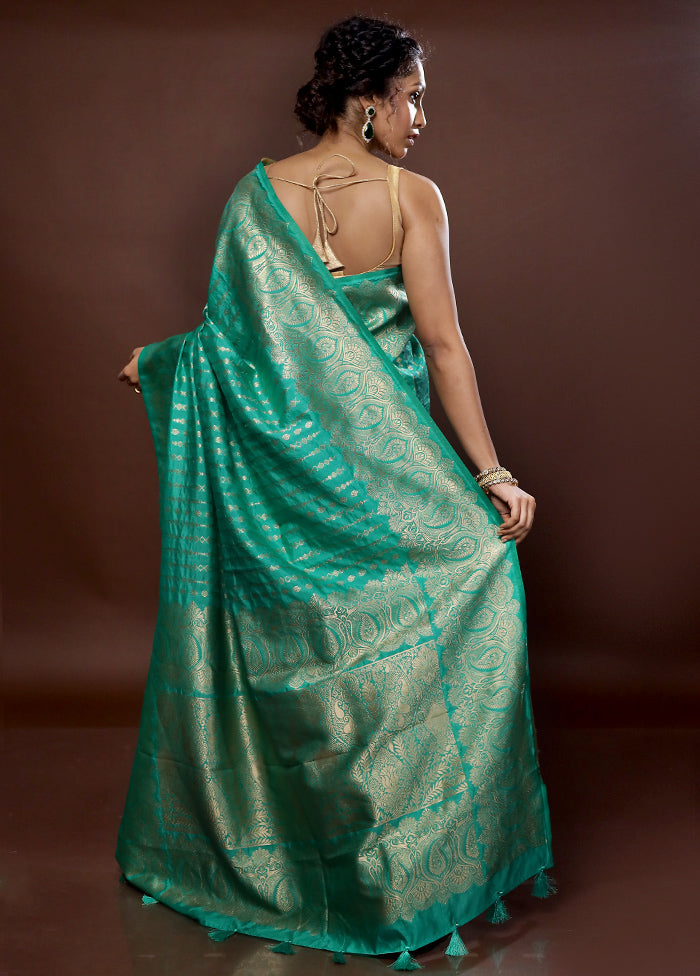 Green Dupion Silk Saree With Blouse Piece - Indian Silk House Agencies