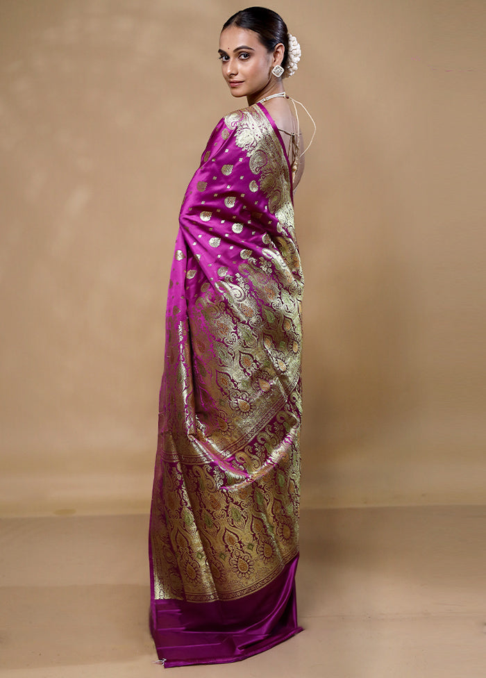 Violet Banarasi Silk Saree With Blouse Piece