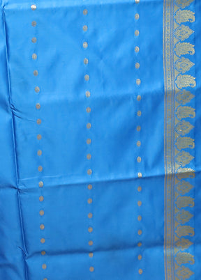 Blue Banarasi Silk Saree With Blouse Piece