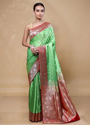 Green Banarasi Silk Saree With Blouse Piece