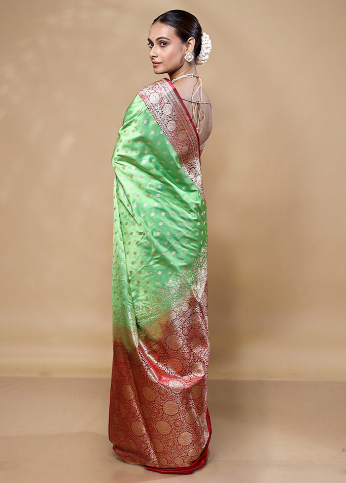 Green Banarasi Silk Saree With Blouse Piece