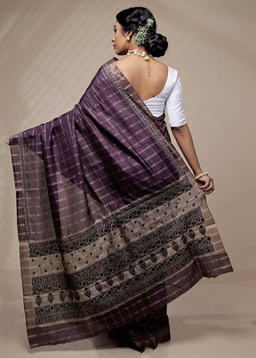 Purple Tussar Silk Saree With Blouse Piece - Indian Silk House Agencies