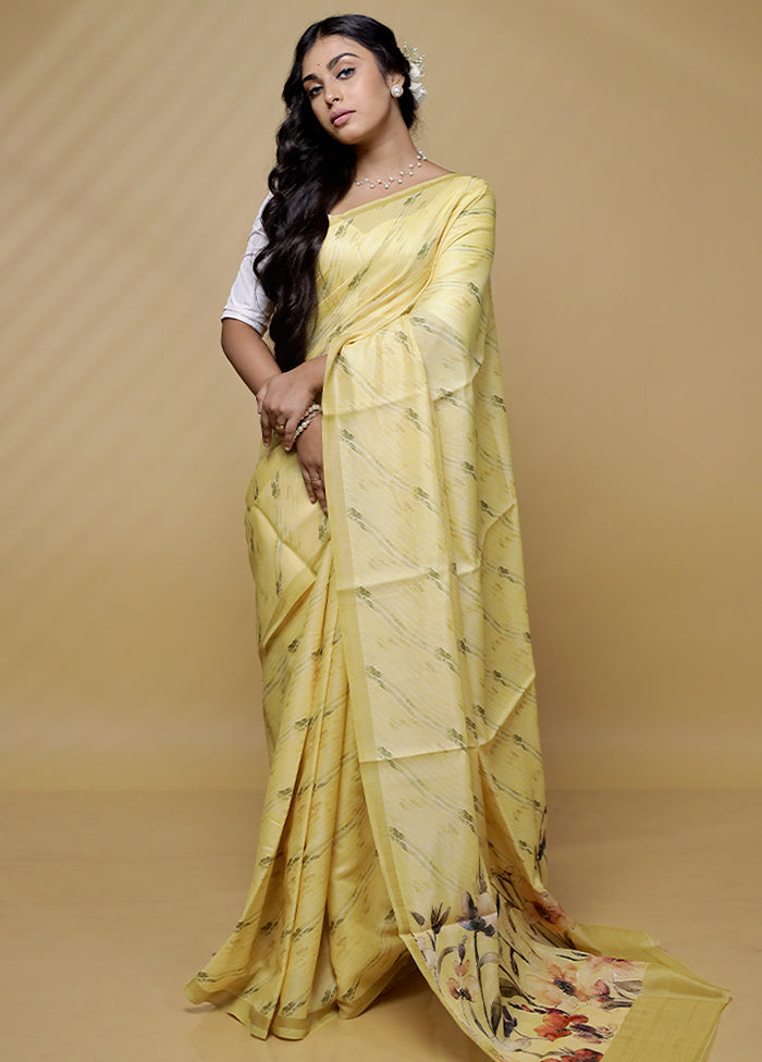 Yellow Tussar Silk Saree With Blouse Piece - Indian Silk House Agencies