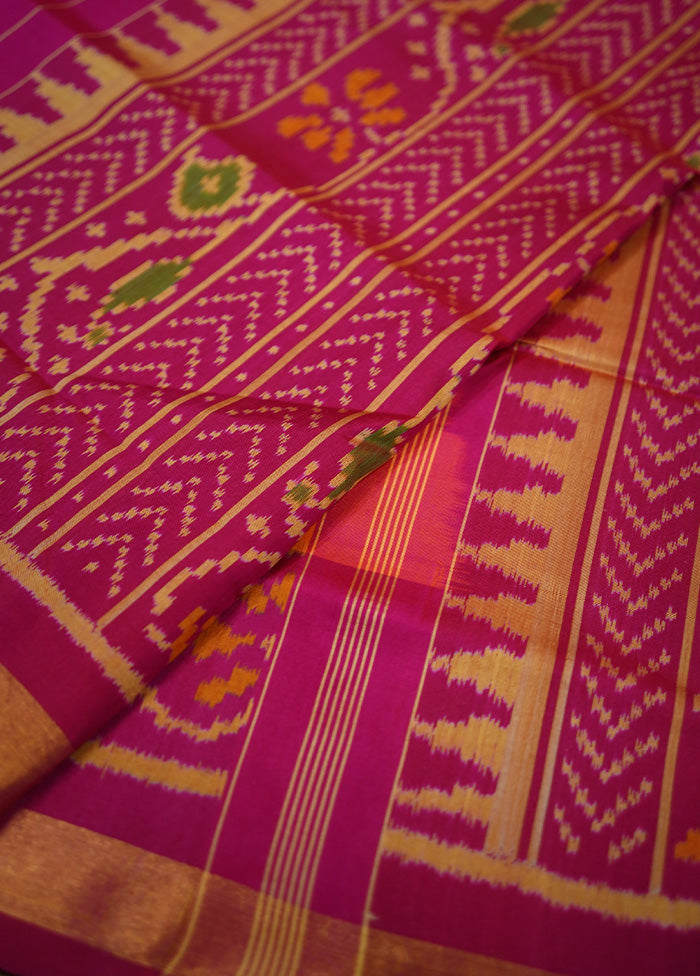 Orange Pochampally Pure Silk Saree With Blouse Piece - Indian Silk House Agencies