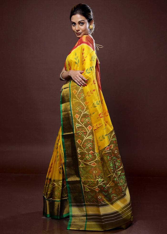 Yellow Pochampally Pure Silk Saree With Blouse Piece - Indian Silk House Agencies