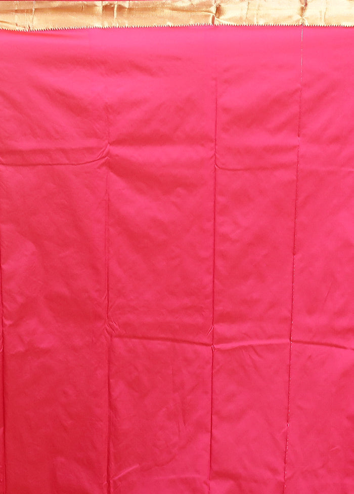 Pink Kanjivaram Silk Saree With Blouse Piece