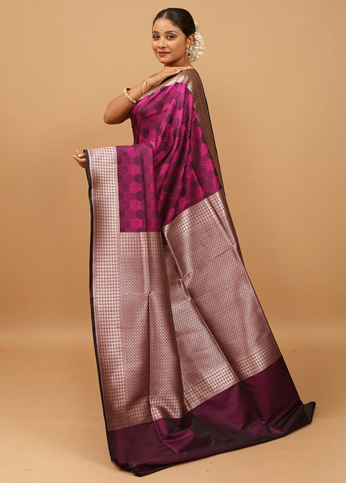 Purple Banarasi Silk Saree With Blouse Piece