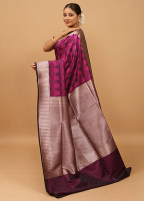 Purple Banarasi Silk Saree With Blouse Piece