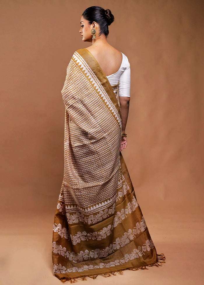 Multicolor Handloom Tussar Pure Silk Saree With Blouse Piece