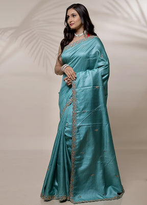 Green Tussar Pure Silk Saree With Blouse Piece - Indian Silk House Agencies