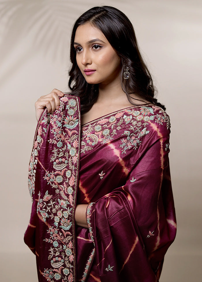 Pink Tussar Pure Silk Saree With Blouse Piece - Indian Silk House Agencies