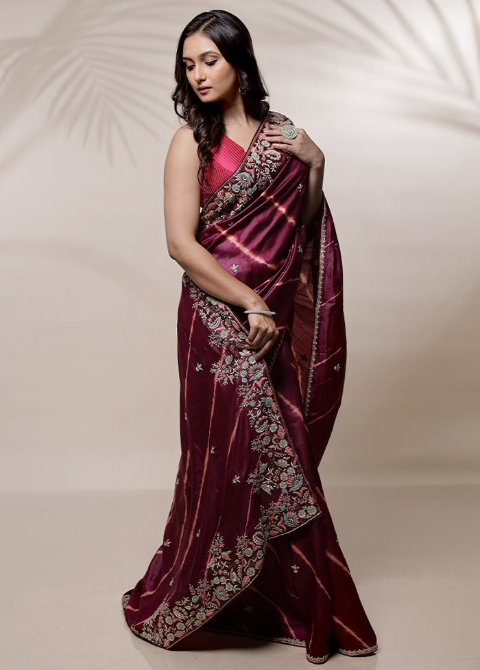 Pink Tussar Pure Silk Saree With Blouse Piece - Indian Silk House Agencies