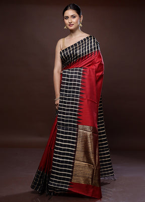 Black Tussar Pure Silk Saree With Blouse Piece - Indian Silk House Agencies